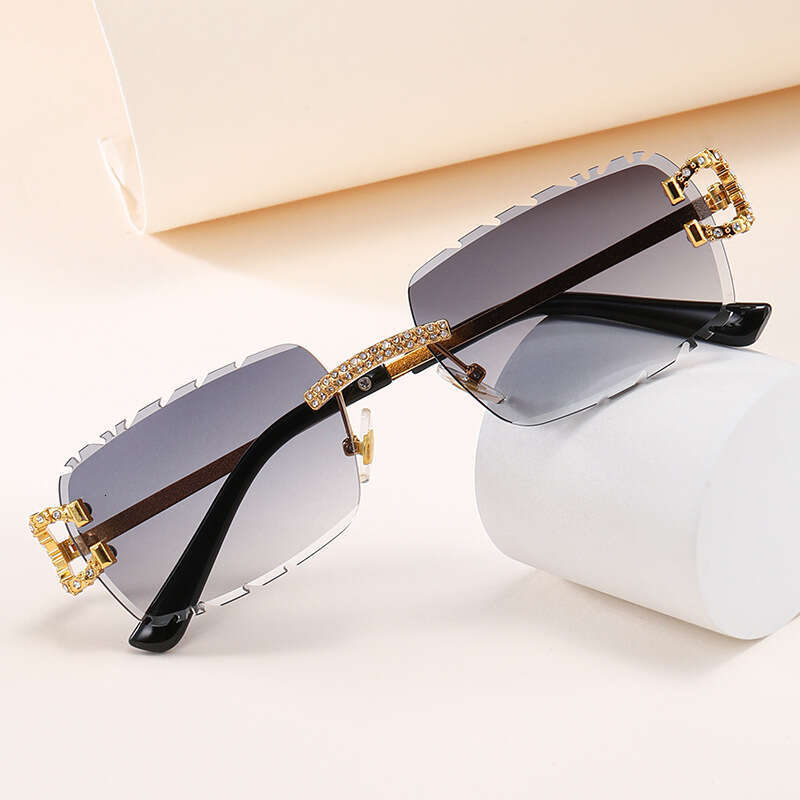 New Diamond-Studded Edge-Cut European and American Trendy Cross-Border Exclusive for Eyewear Manufacturers Wholesale Sunglasses