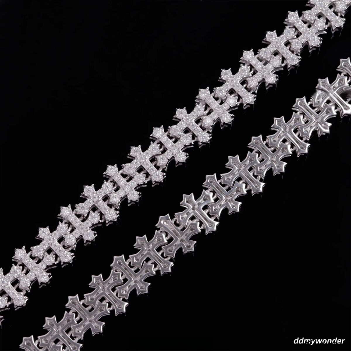 New Design Sterling Sier Gold Plated Link Bracelets Iced Out Vvs Moissanite Full Dia Cross Chain Bracelet Ddmywonder