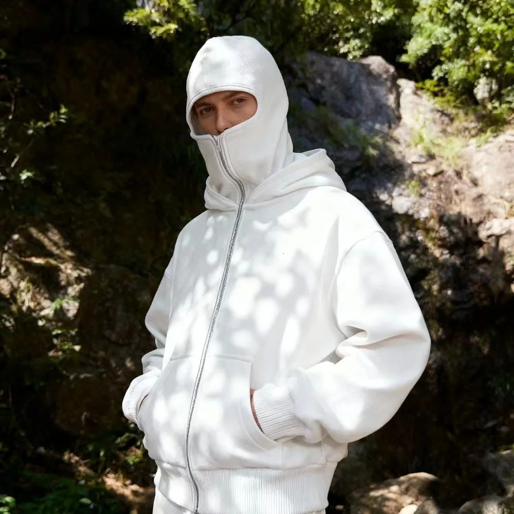 Sweatshirt with Hooded Face Mask Zipper Mens Balaclava Zip Hoodie Winter Warm Casual Sports Jacket Outdoor Activities 251126