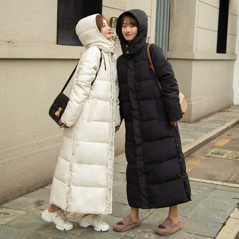 New Winter Women Cotton Coat Korean Loose Thicken Warm Lengthen Down Cotton Coat 2025 Women Hooded Long Parkas Plus Size OutwearT251201