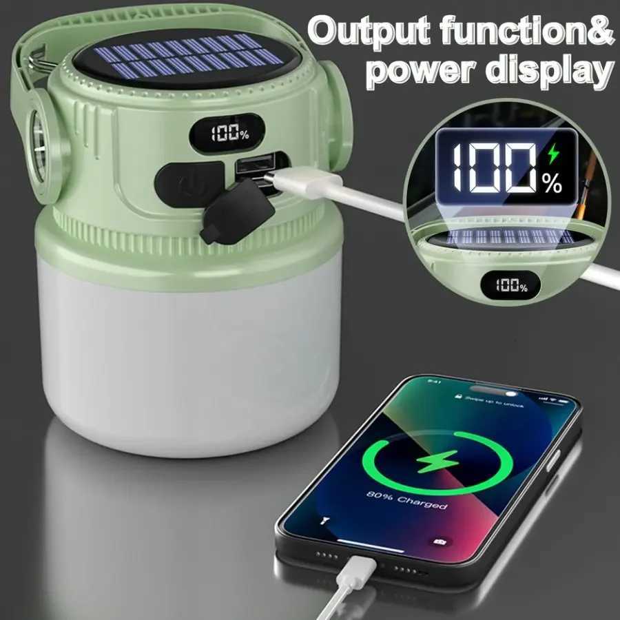 Solar Rechargeable Camping Lantern Portable LED Camping Light Waterproof Tent Lights Lightweight Outdoor Night Emergency Lamp M251201