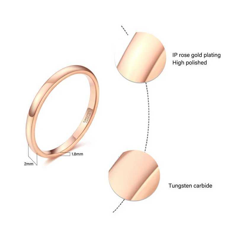 Somen 2mm Women Ring Thin Tungsten Carbide Ring Gold ColorsRose Gold/Silver Color Polished Classic Female Wedding Band SimpleT251201