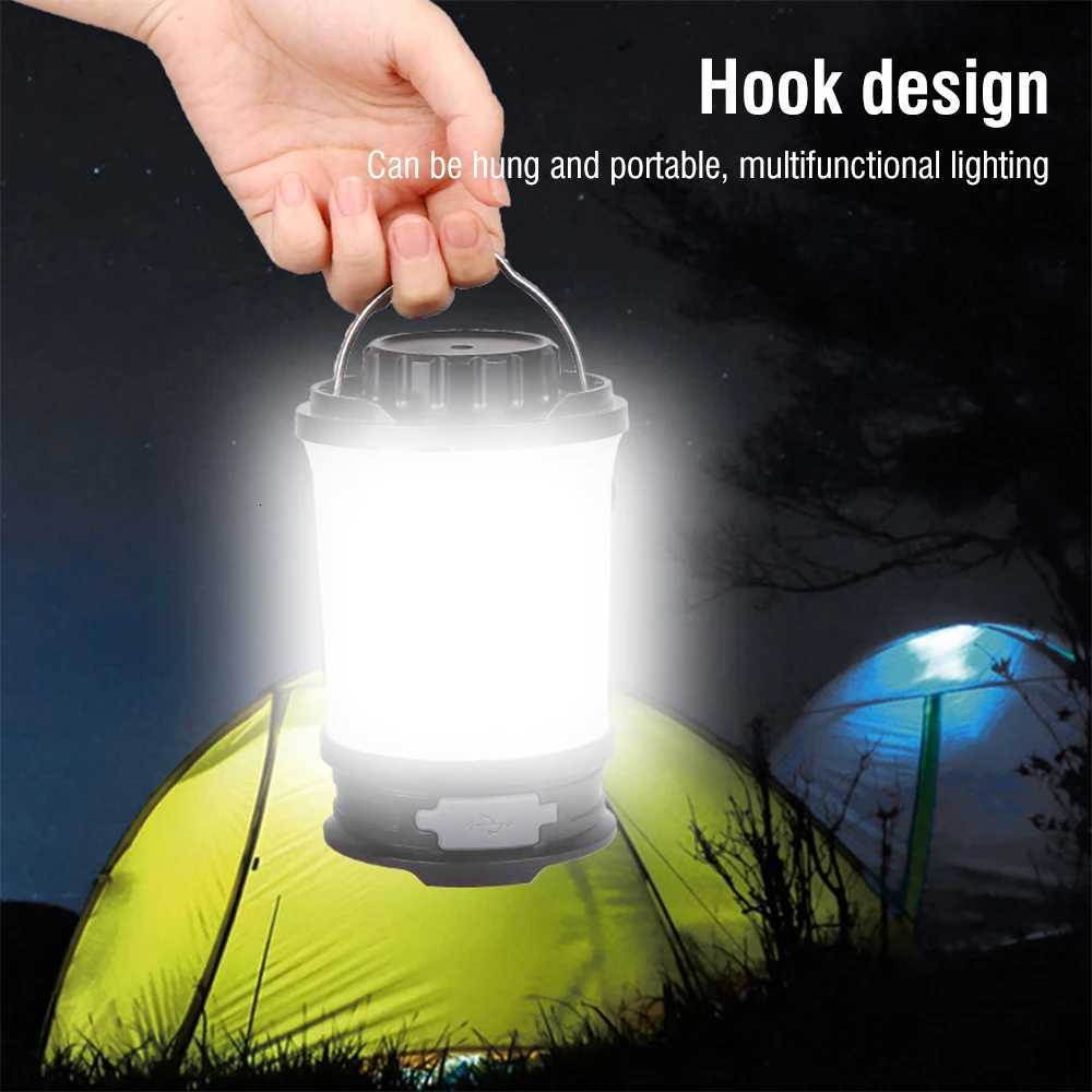 BORUiT Camping Lights Hanging Tent Lamp Rechargeable Portable Waterproof for Hiking Fishing Emergency Home Power Outages M251201
