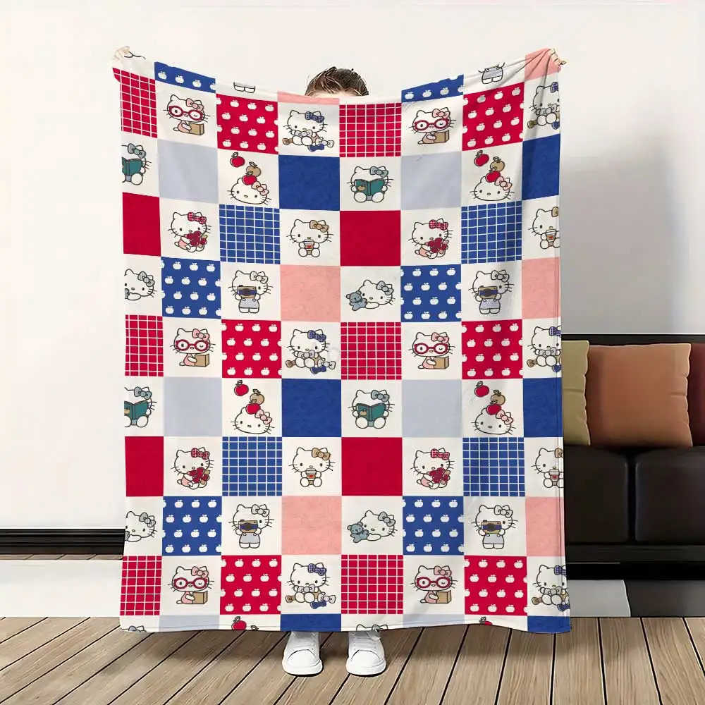 Sanrio Kawaii Hello Cat Cartoon Anime Blanket for Living Room Fluffy Soft Blankets Home Bedspread on the Bed Bedroom Decoration Sofa H251201