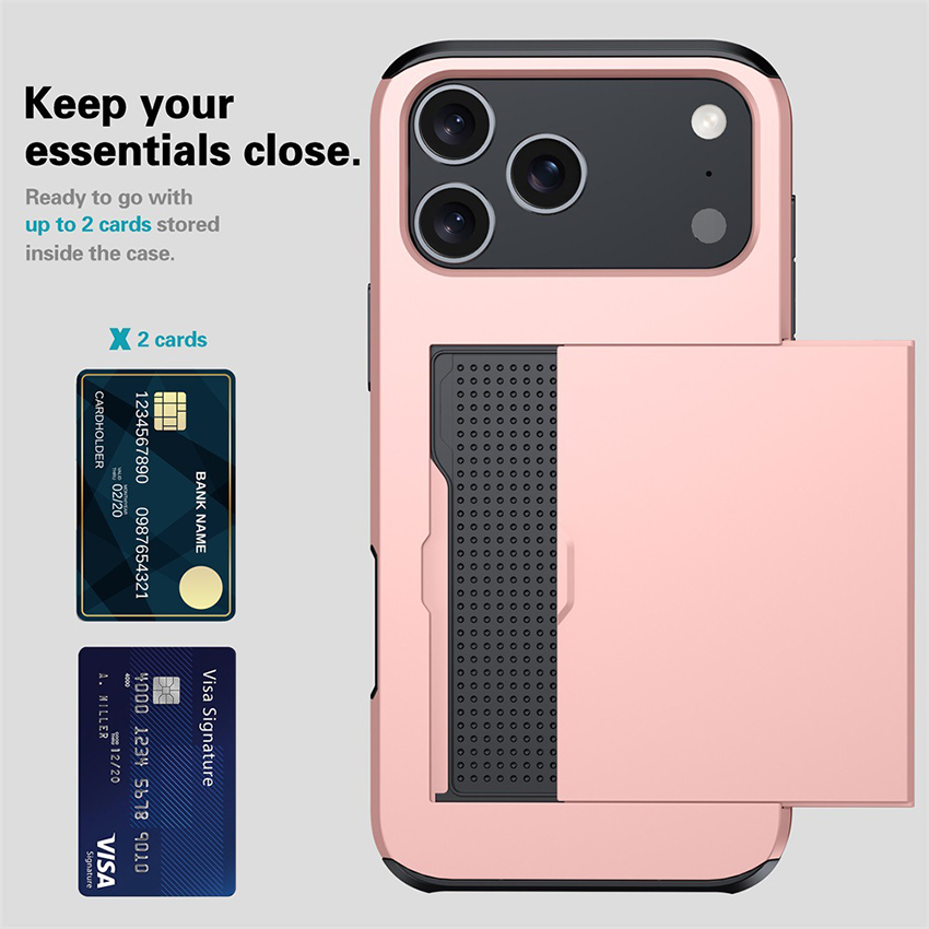 Slip Cover Card Pocket Phone Case for iPhone 17 16 15 14 13 Pro 12 11 Max Plus 16Pro Double Layer 17promax Phone Case 16promax Luxury 15Pro Cover 14pro 13pro 12pro shell