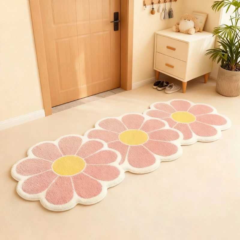 Flower Pattern Carpets for Living Ro Irregar Shape Bedro Decor Plush Carpet Thick Bedside Floor Mat Fluffy Soft Lounge Rug H251129