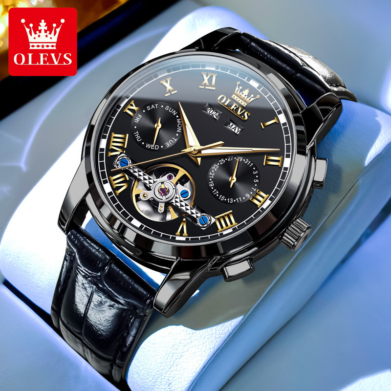 OLEVS Designer Outdoor Men's Sports Luxury Waterproof Fashion Fully Automatic Mechanical Watch Business Skull Classic Luxury Watch Free Shipping 