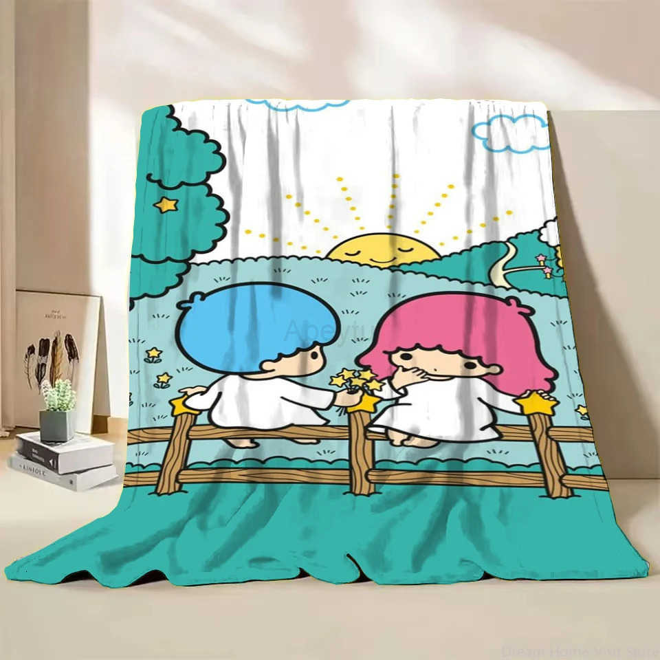 Sanrio Little Twin Stars Flannel Fluffy Throw Blanket for Home Bedroom Bed Sofa Lunch Break Picnic Travel Cover Blanket Kid Gift H251201
