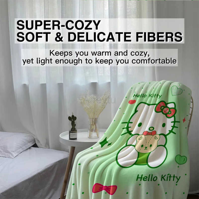 Sanrio Hot Hello Kitty Plush Blanket Bed Sheet Children Adult Soft Blankets Cartoon Aircondition Nap Blanket Spring Fluffy Quilt H251201