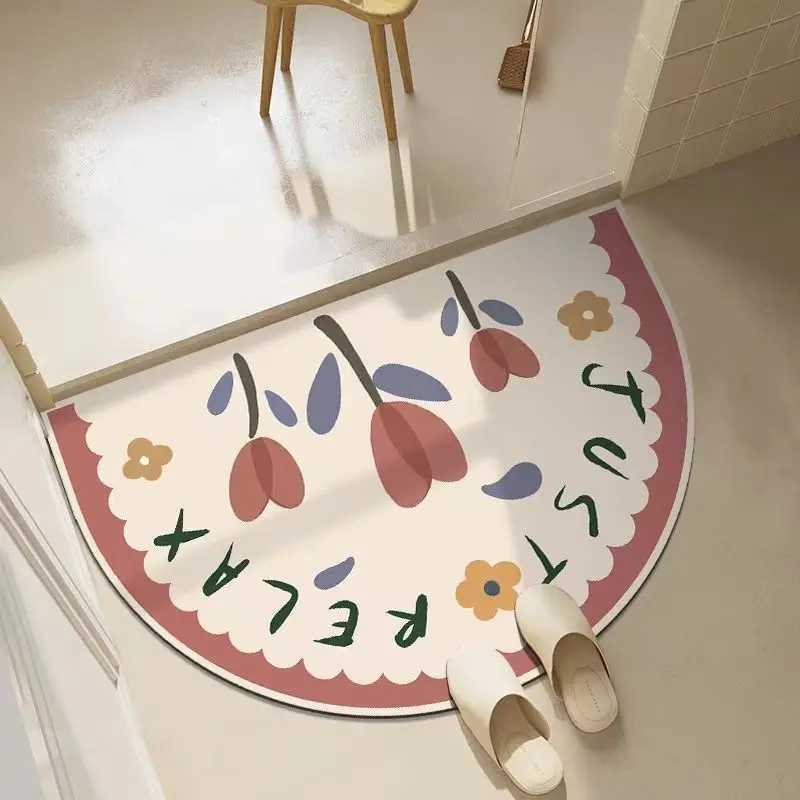 VIKAMA Imitation Cashmere Simple Semi-Circar Bathro Waterproof Floor Mat Household Living Ro Bedro Door Mat H251129