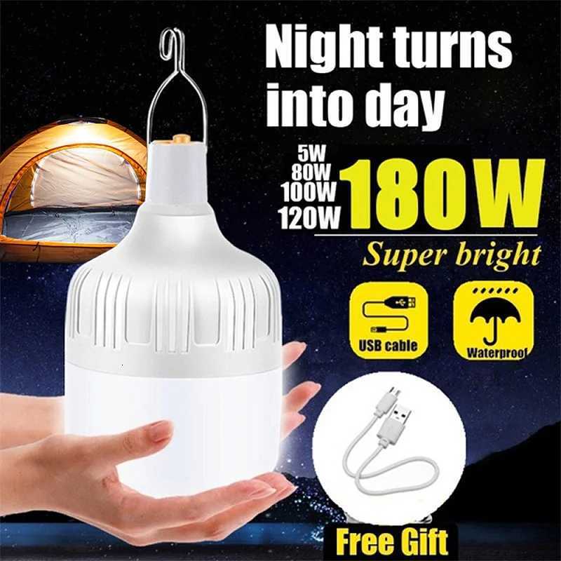 180W Portable Tent Lamp Battery Lantern BBQ Camping Light Outdoor Bulb USB LED Emergency Lights for Patio Porch Garden M251201