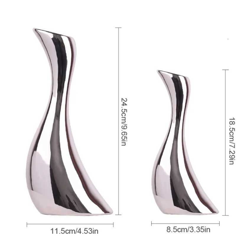 Ornamental Ceramic Vase Electroplated Silver Simple Style Streamline Shape Living Ro Dining Table He Ornament Decorations Y251201