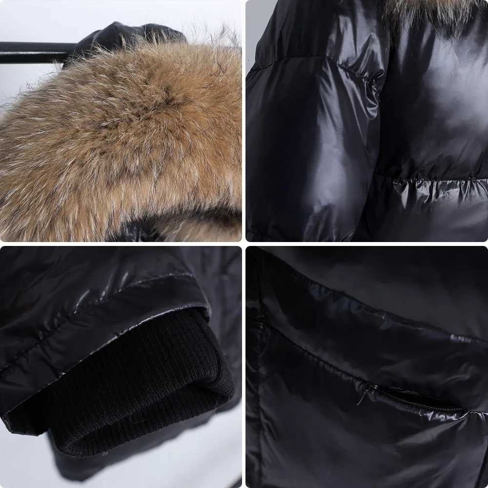 Maomaokong 2022 Women Winter Black Loose Long Down Jacket Real Fox Fur Collar Hooded Fashion Waterproof Female Extra Large CoatT251201