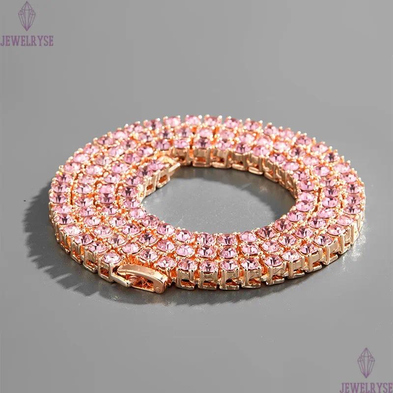 Iced Out Tennis Chains 1 Row Mens Necklaces Gold Silver Plated Luxury Fashion Artificial Diamond Rhinestone Bling Hip Hop Jewelry Bracelet for Women