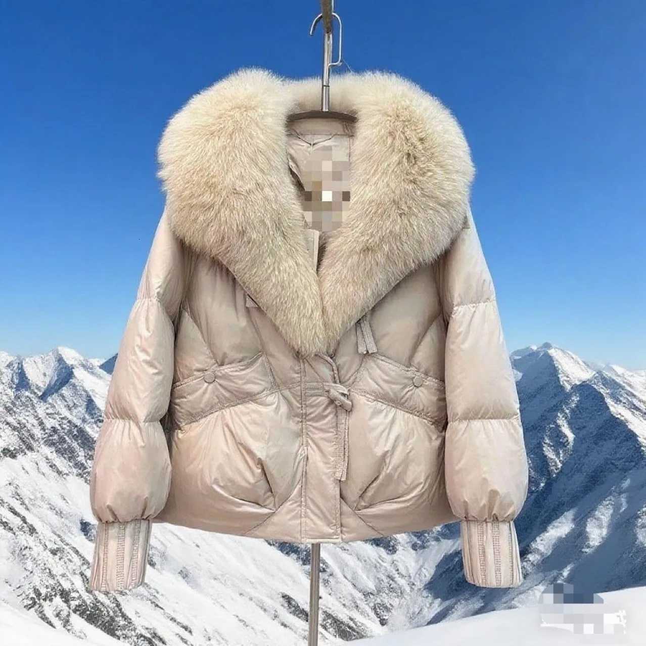 Winter Womens Cotton-Padded Jacket Large Fur Collar Thickened Short Warm Coat down Filled Anti-Fur for Short PeopleT251201