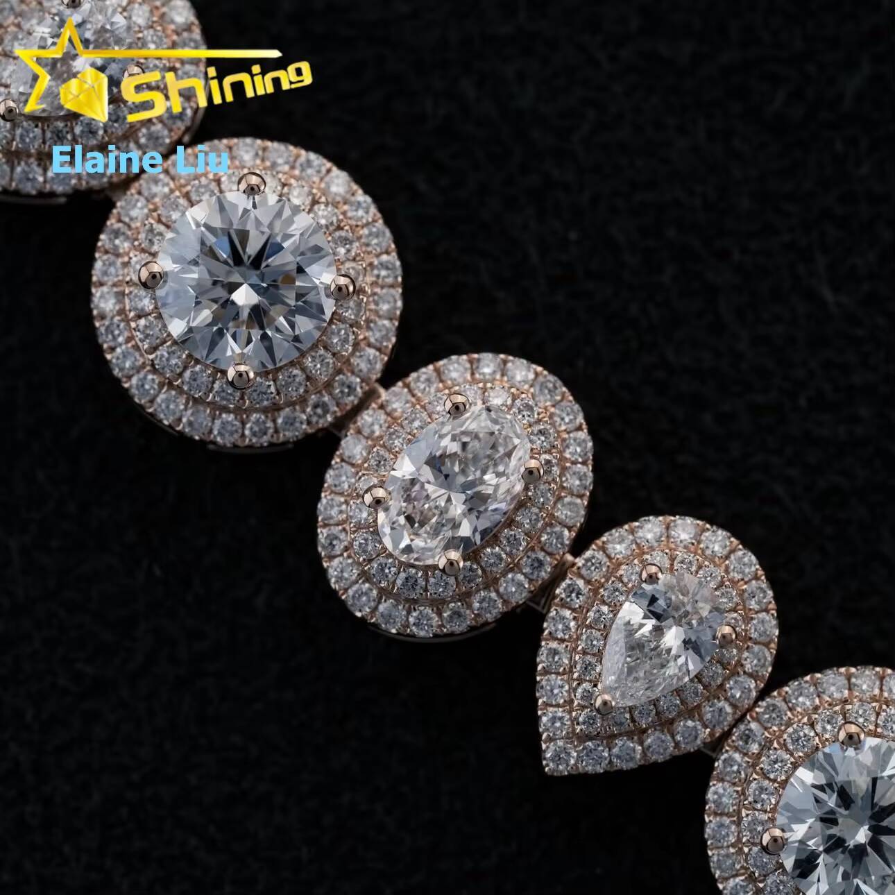 Sterling Silver Moissanite Iced Out Custom Diamond 925 Hip Hop Fine Jewelry Miami Cuban Link Chain Necklace