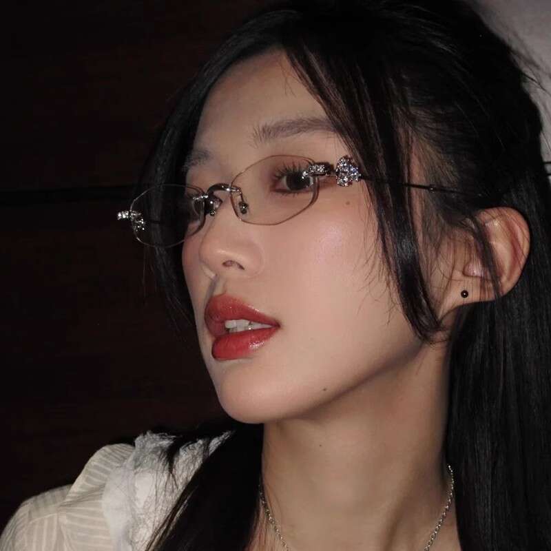 Jennie Same Fashion Diamond-Studded Rimless Personality Polygonal Street Glasses Trendy Hot Girl Style Sunglasses
