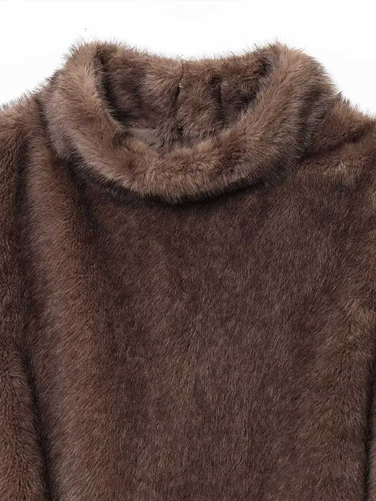 European and American style autumn new womens casual temperament simple artificial fur effect sleeveless with belt jacketT251201