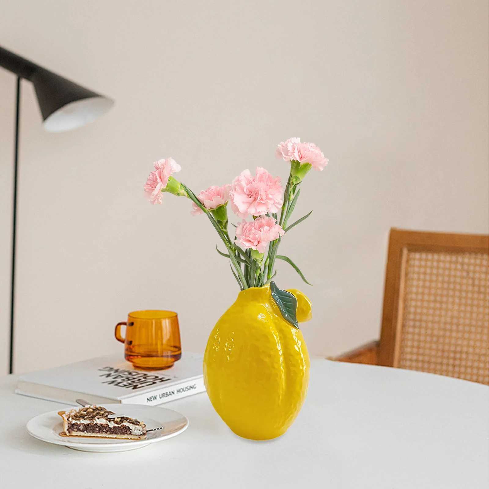 Lemon Ceramic Vase Nordic Ins Feng Shui Ctivation Flower Vase He Fresh Desktop Decoration Crafts He DIY Decor Y251201