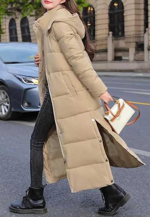 2024 Womens down Cotton Jacket Winter Thick Long Outerwear New Loose Super Long Over-Knee Cotton Coat Stylish And WarmT251201