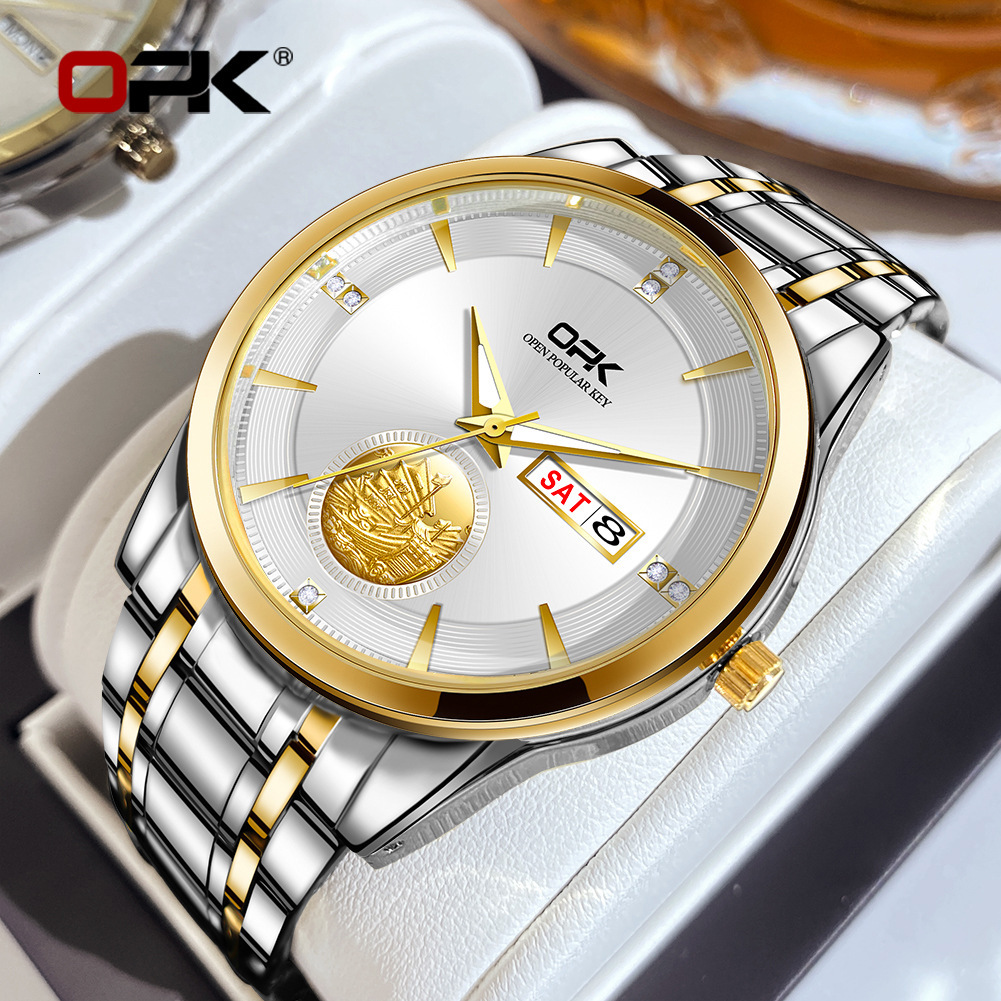 OPK Free Shipping New Designer Watch Manufacturer Wholesale Dropshipping Cross-border Hot-selling Dual Calendar Quartz Watch Men's Watch