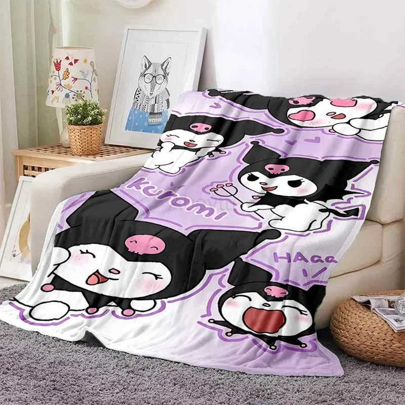 Sanrio Kuromi Printed Blanket Children Adult Blanket Soft and Warm Bedding for Bed Sofa Outdoor Travel Cover Blanket H251201