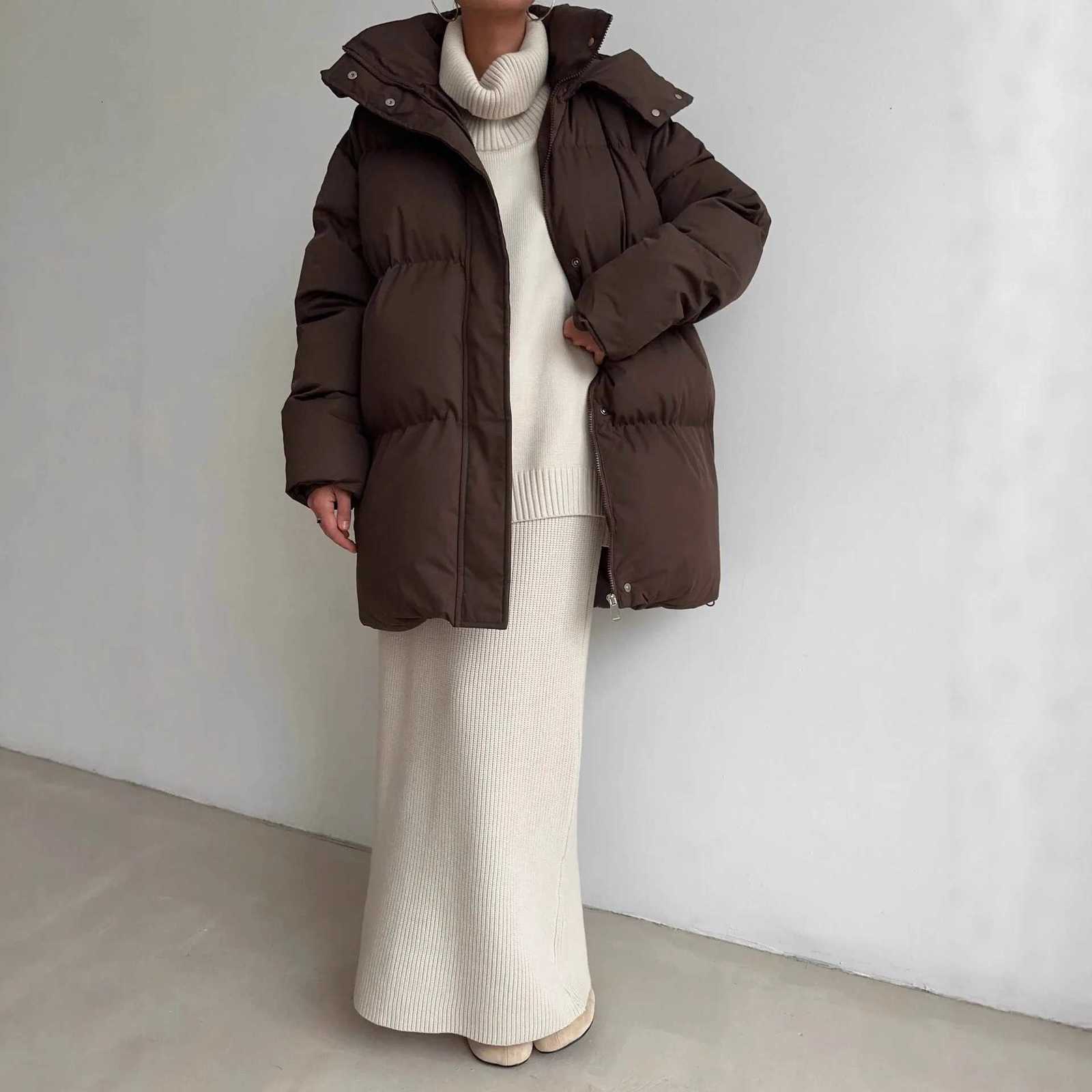 Fashion Outdoor Hiking Bread Cotton Jacket Autumn and Winter Womens Simple Solid Color Daily Office Thick Warm Casual JacketT251201