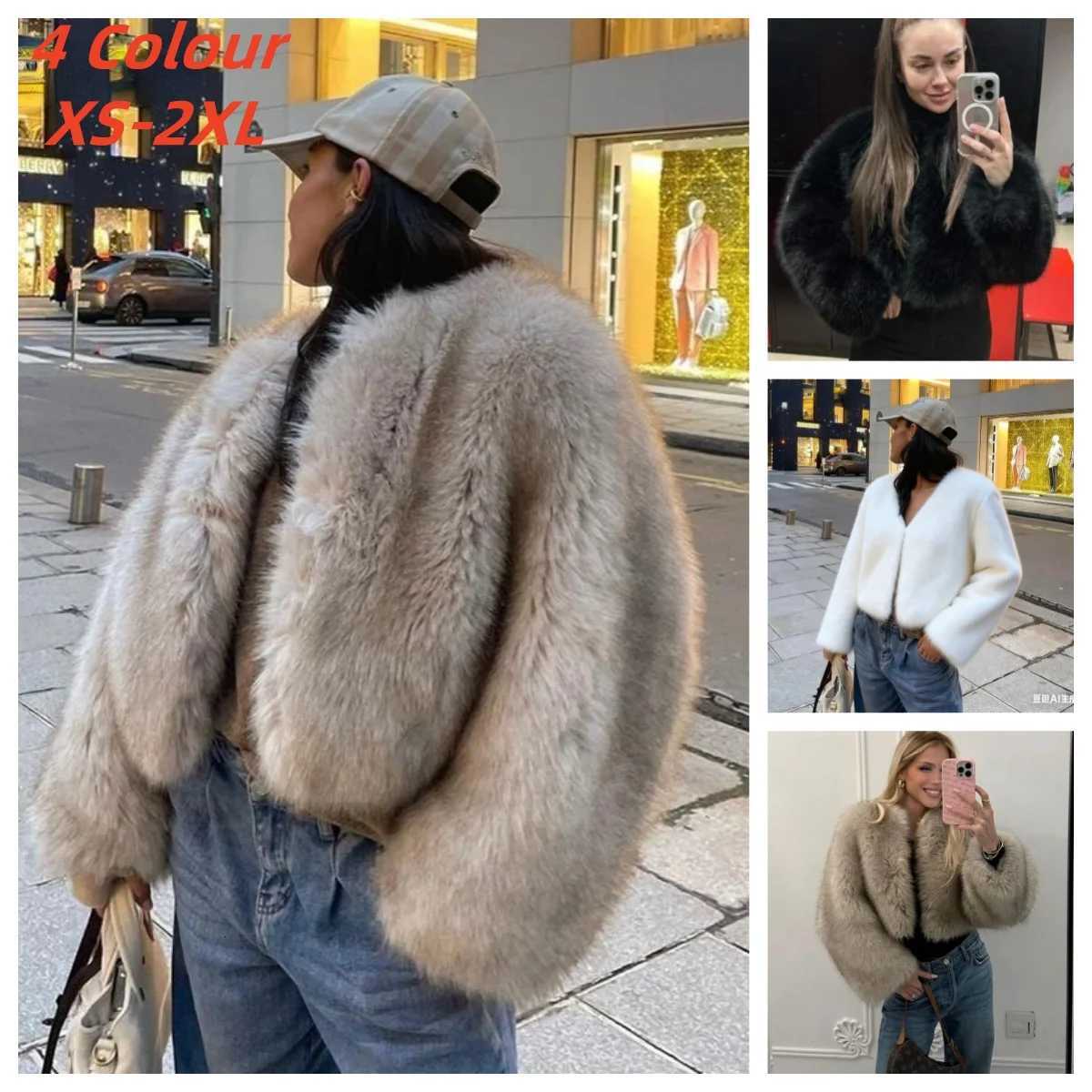 Street Fashion Week Luxury Brand Gardient Cropped Faux Fur Coat Women Winter 2026 Hot Cool Girls Fluffy Short Fur JacketT251201