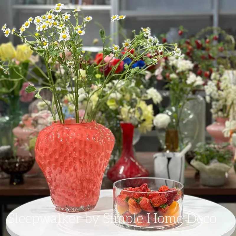 Strawberry Vase Ornament Premium Sense Hydroponic Flower Container Ro Dining Table Off Strawberry Vase He Ornament Y251201