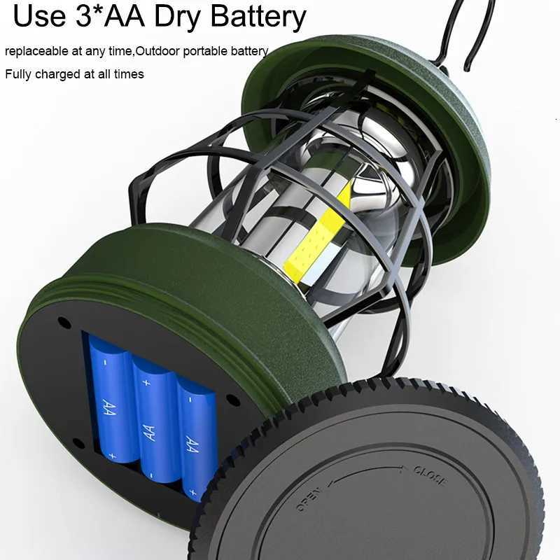 Outdoor Camping Lights Portable Handheld Hanging Tent Lanterns Retro Ambiance Lamp Gift with Hook Use 3XAA battery Power supply M251201
