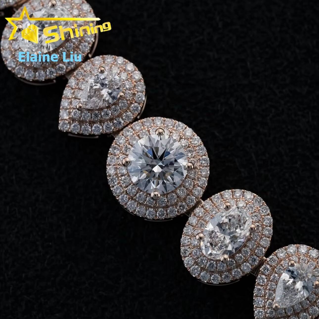 Sterling Silver Moissanite Iced Out Custom Diamond 925 Hip Hop Fine Jewelry Miami Cuban Link Chain Necklace