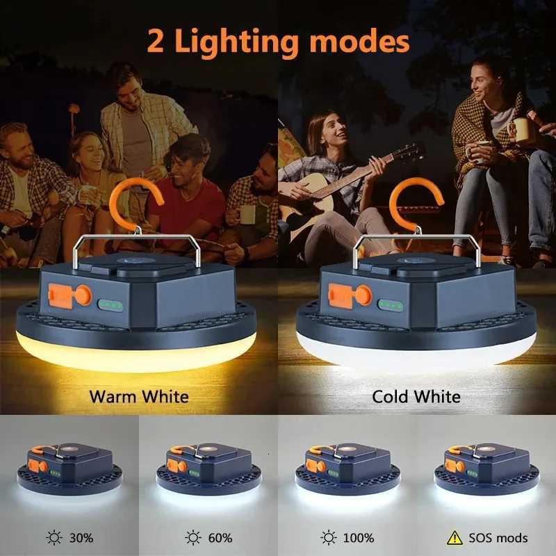 LED Camping Lantern with 10000/7000mAh Lithium Battery Rechargeable and Portable Outdoor Camping Lamp Bulb Flashlight Emergency M251201