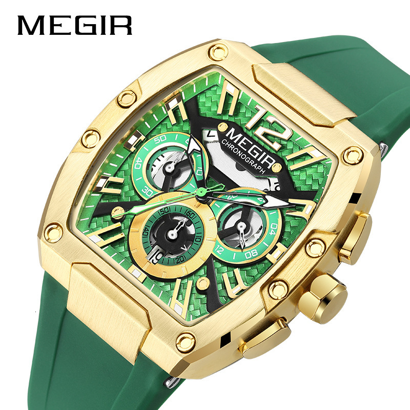 MEGIR Designer New Fashion Men's Waterproof Sports Watch Luxury Square Mechanical Wind Night Light Outdoor Watch Versatile Business Watch 8112 Tr