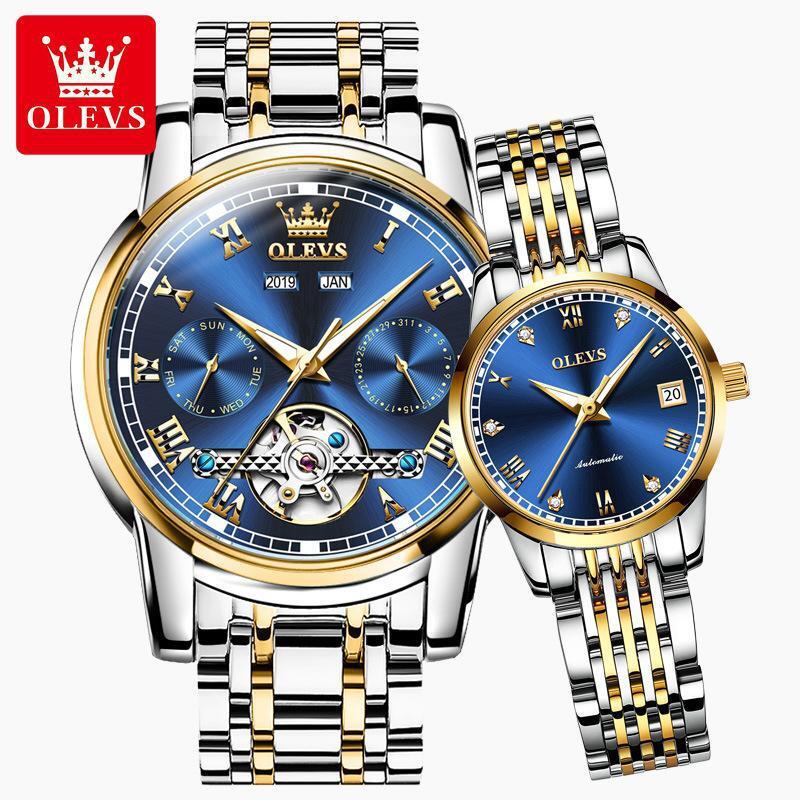 OLEVS Designer Classic Integrated Automatic Mechanical Watch Luxury Outdoor Sports Wedding Couple Watch Hollowed Out Men's And Women's Watch