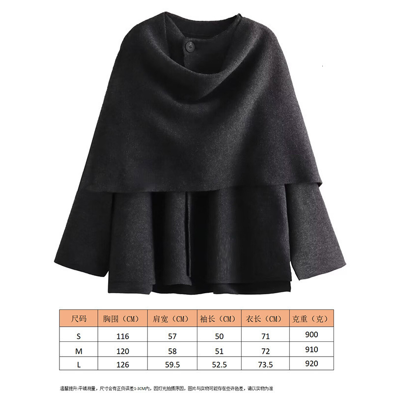 2024 Style Womens Autumn New Asymmetric Scarf Short Loose Knitted Coat Long Sleeve 241114