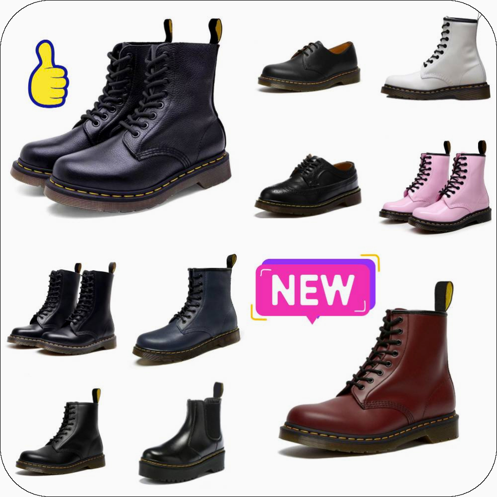 Designer Drbootiess Vintage High Martin Boots 1460 Bootsreal Leather Smooth Lace Up Winter Snow Marteen Men Women Ankle Mini Bootie Oxford Bottom Warm Outdoor Shoes