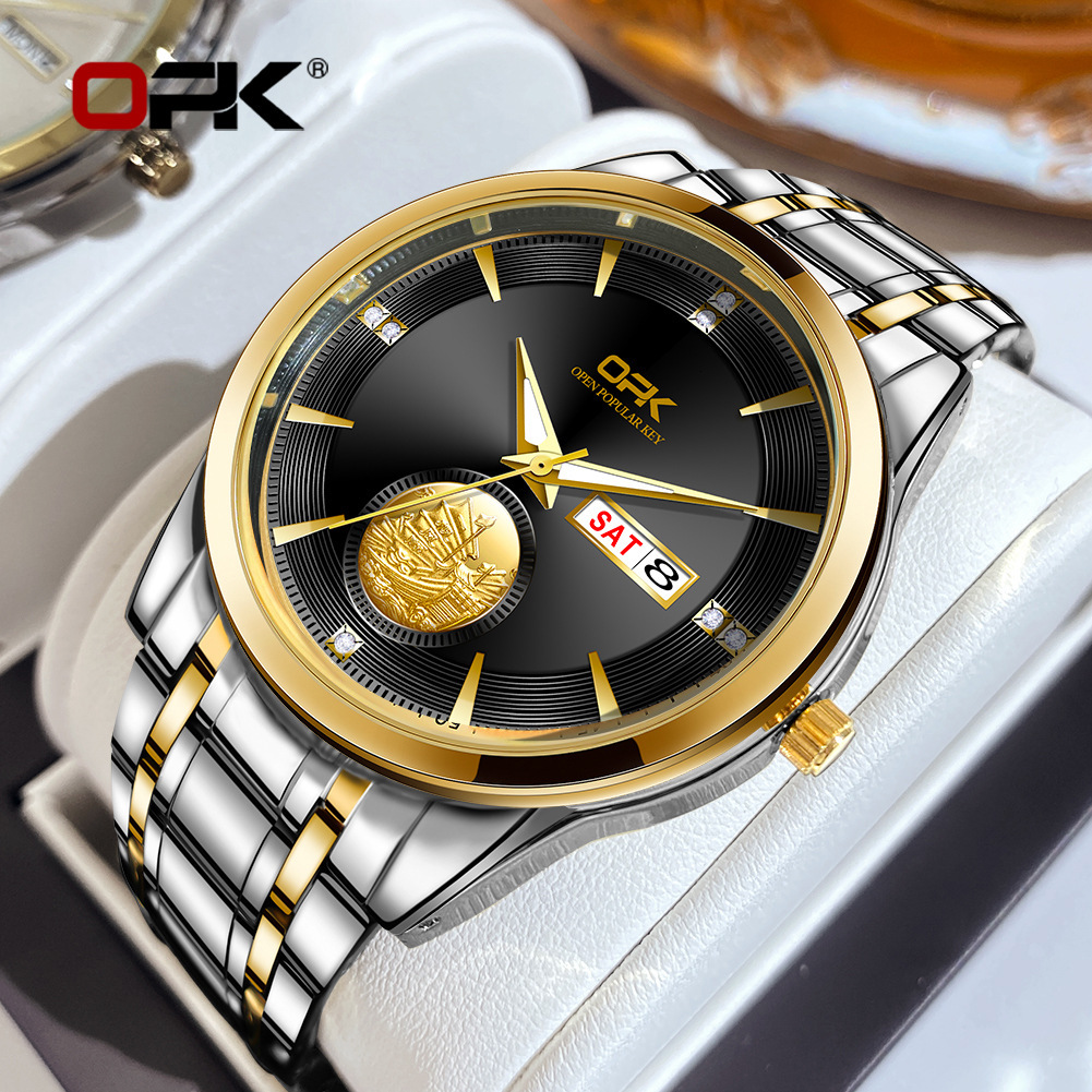 OPK Free Shipping New Designer Watch Manufacturer Wholesale Dropshipping Cross-border Hot-selling Dual Calendar Quartz Watch Men's Watch