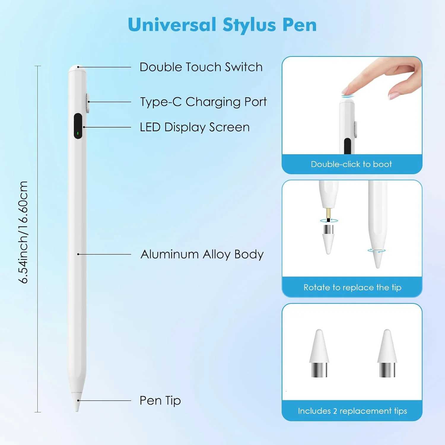 Stylus Pen for Pencil LED Power Indicators Palm Rejection Touch Pencil for IPad Fr 2018 to 2025 Years C251201