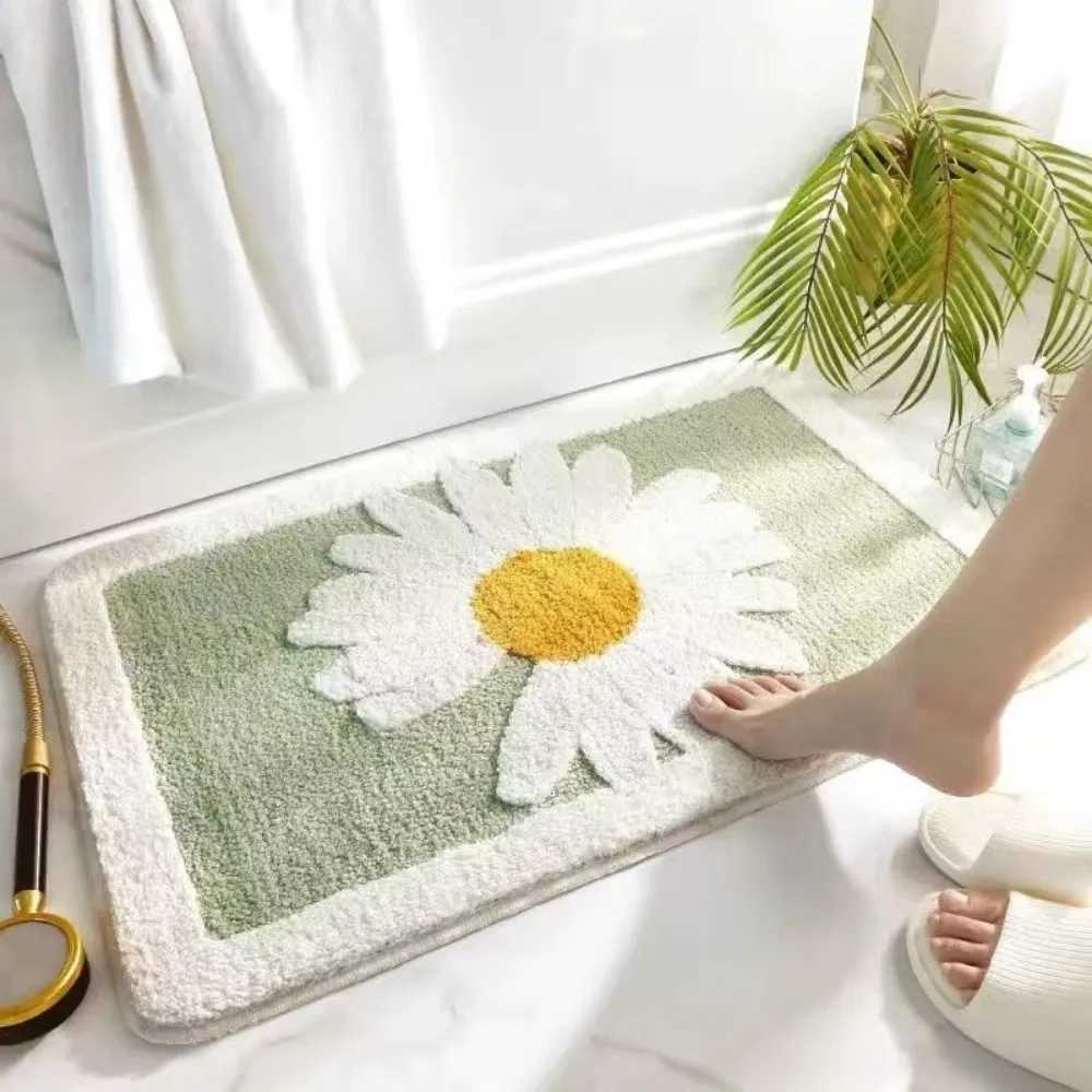 VIKAMA Daisy Pattern Bathro Carpet Non Slip Small Fresh Flower Pattern Carpet Living Ro Entrance Decora Carpet He Decora H251129