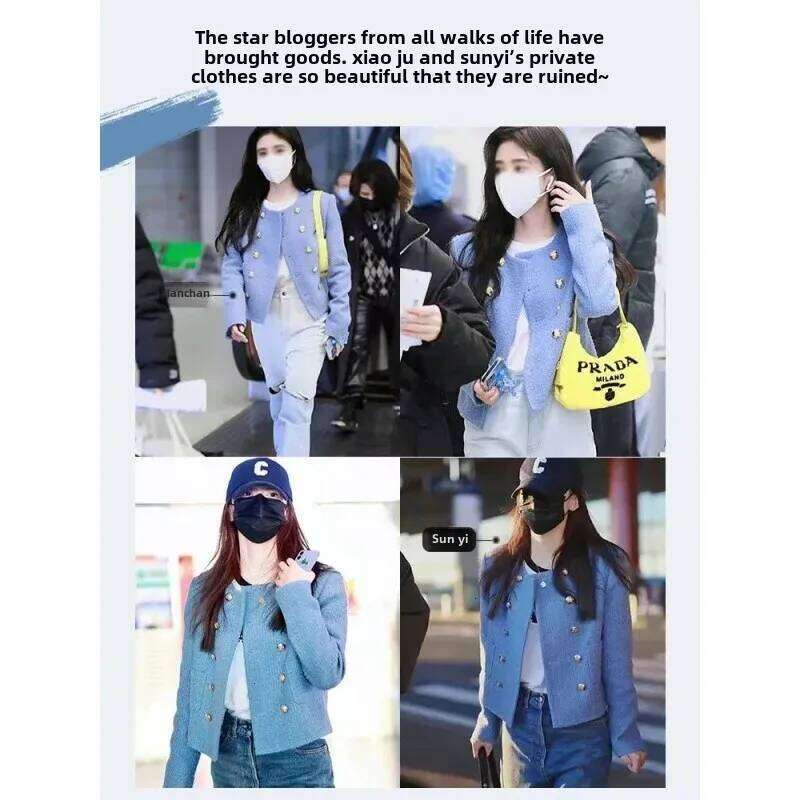 Early spring New Slimming Tweed Style Socialite Women's European Vintage Fashion Crew Neck Short Jacket Little Fragrance Wind