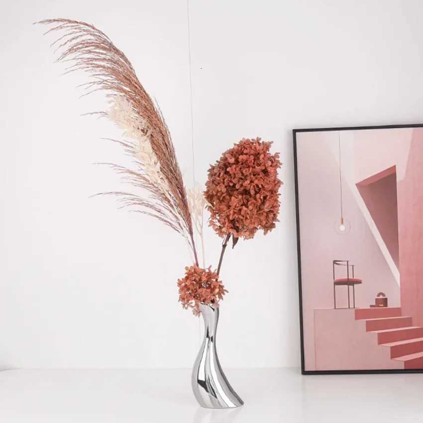 Ornamental Ceramic Vase Electroplated Silver Simple Style Streamline Shape Living Ro Dining Table He Ornament Decorations Y251201