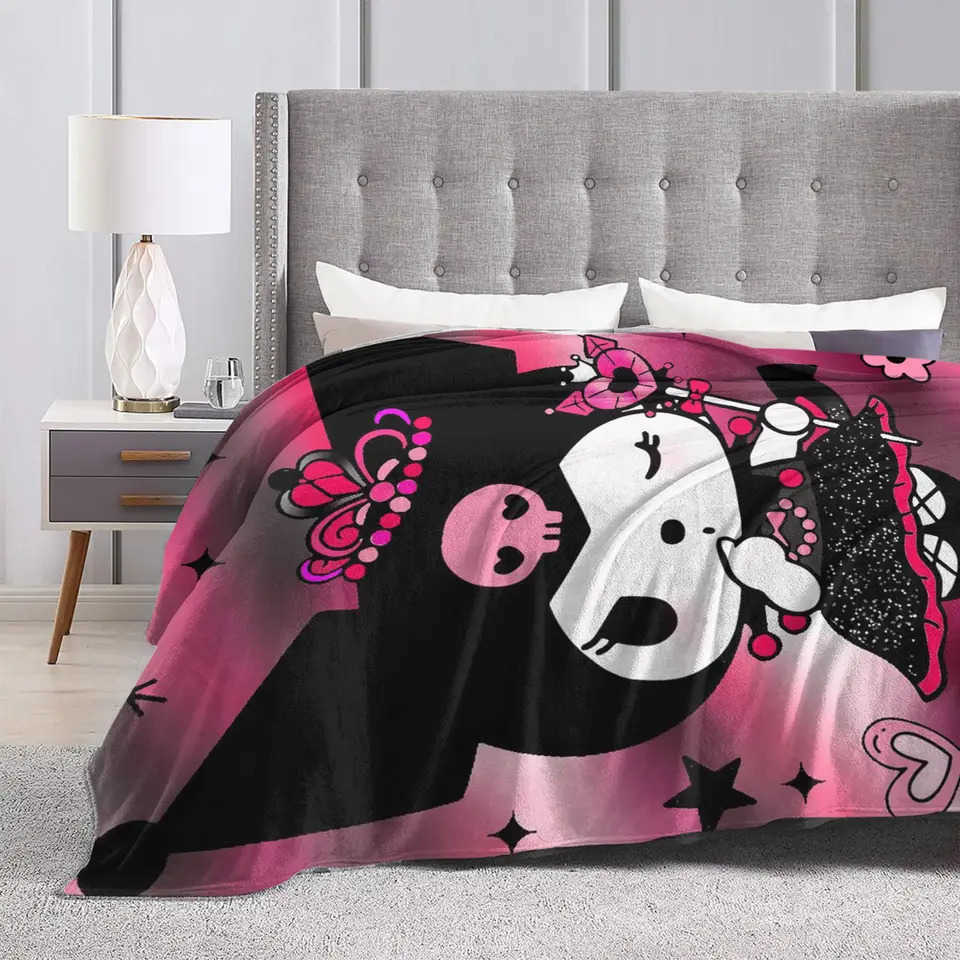 Sanrio Sanrios Kuromis Blankets Quality Warm Soft Purple Loves Throw Blanket Winter Kids Home Decor Pattern Bedspread H251201