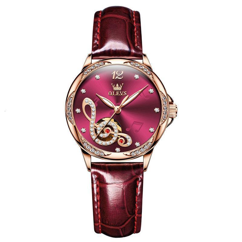 OLEVS Designer Luxury Women's Watches Fully Automatic Mechanical Watches Diamond-encrusted Note Dials Fashionable Ladies' Business Watches F