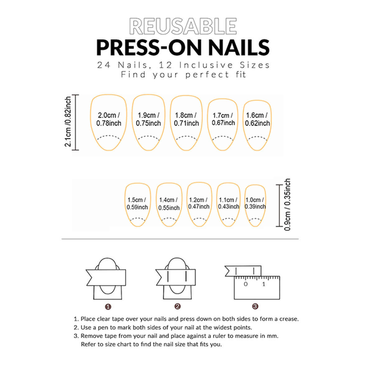 24 pieces of short almond-shaped nails, white and personalized sky blue French smudged manicure, gradient blue press-on fake nails, suitable for girls