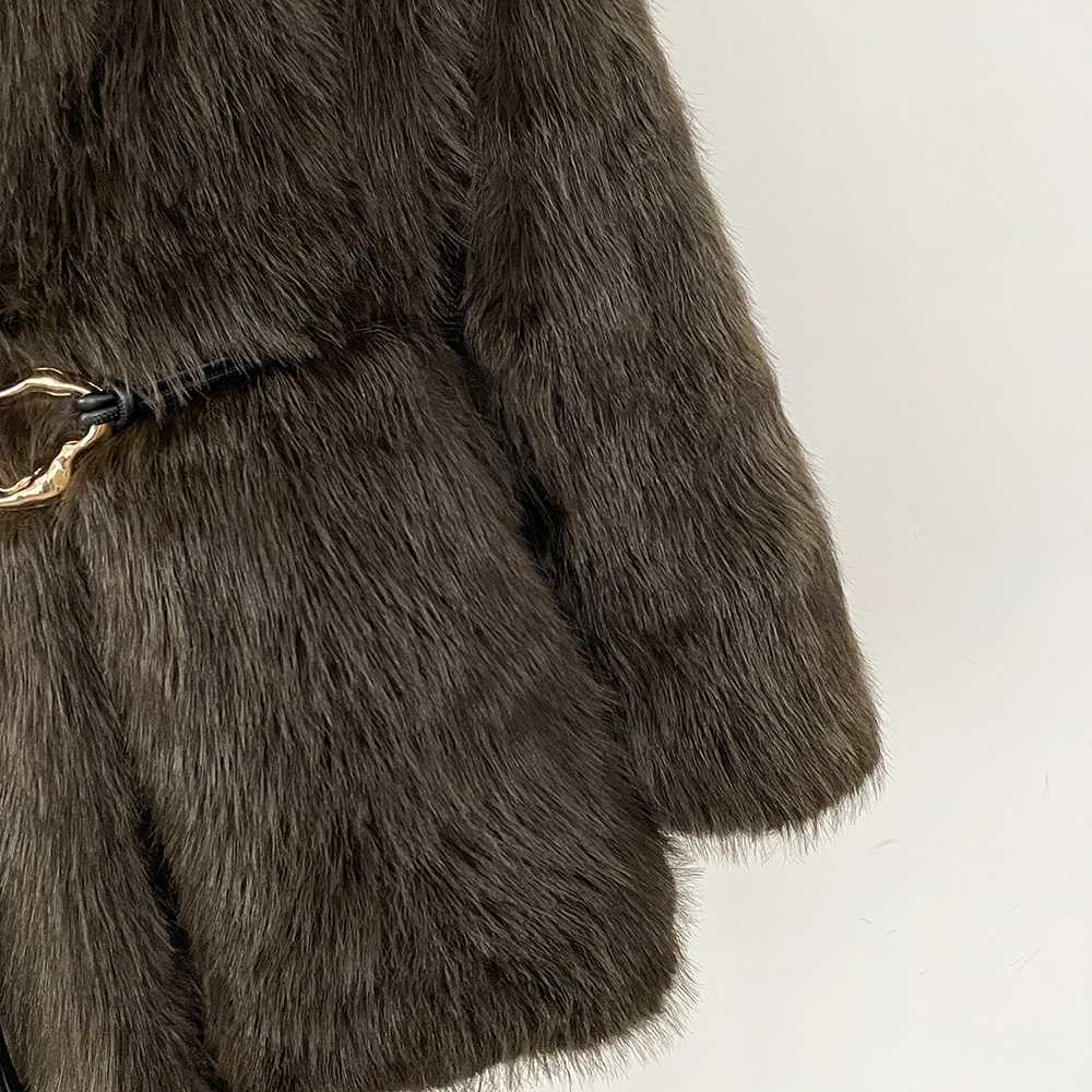 OFTBUY Eco-friendly Fur Women New Autumn Winter Fashion Faux Fur Coat Female Belt Black Fluffy Jacket Fake Fur Outerwear SpringT251201