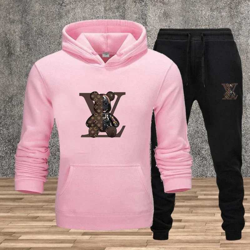 Casual hooded luxury sweatshirt 2-piece set fitness and sportswear set street jogging sweatshirt set high-quality mens print M251201