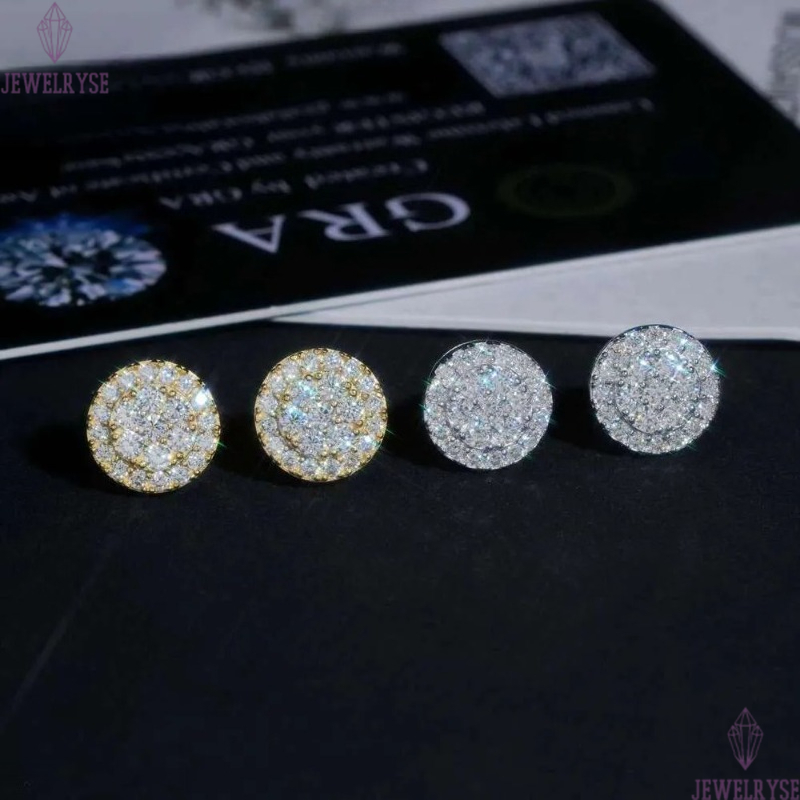 Round Shape Cluster Dia Studs Sterling Sier VVS Moissanite Earring Fashion Hip Hop 9.7mm Women Earrings