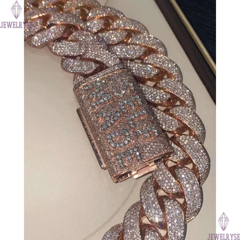 Iced Out 20 Mm Vvs Moissanite Dia Thick Prong k Chain Sterg Sier Miami Cuban Necklace For Men Gifts