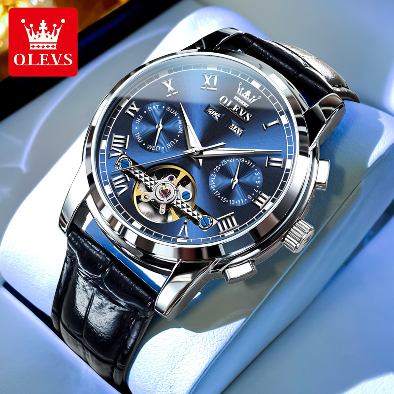 OLEVS Designer Outdoor Men's Sports Luxury Waterproof Fashion Fully Automatic Mechanical Watch Business Skull Classic Luxury Watch Free Shipping 