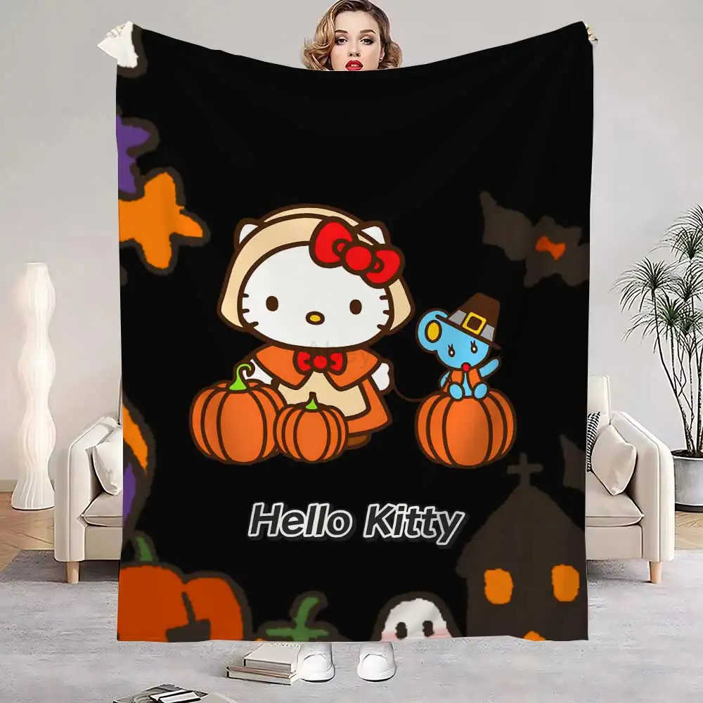 Sanrio Kawaii Hellos Cat Bedspread on the Bed Knee Blanket for Living Room Bedroom Decoration Decorative Sofa Blankets Home Throw Anime H251201